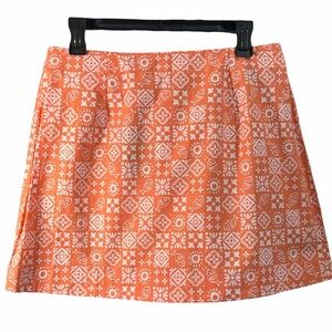 Olivia by Livero Delia Orange Checkerboard A-Line Skirt. NWT  Size Medium